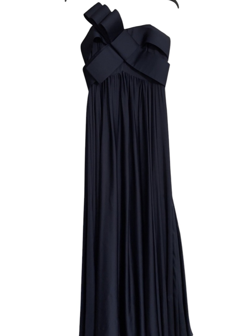 JS Collections Navy Strapless bow detail Evening Gown